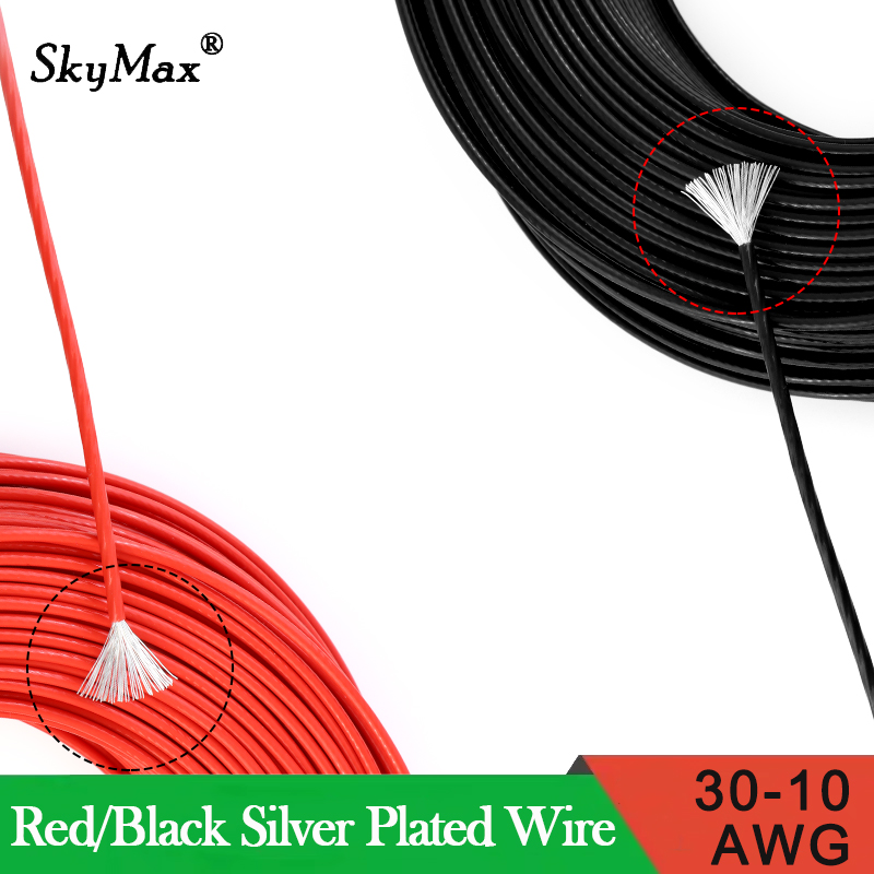 Diy Electronics Audio - 30~10AWG Red/Black PTFE Silver Plated Electronic