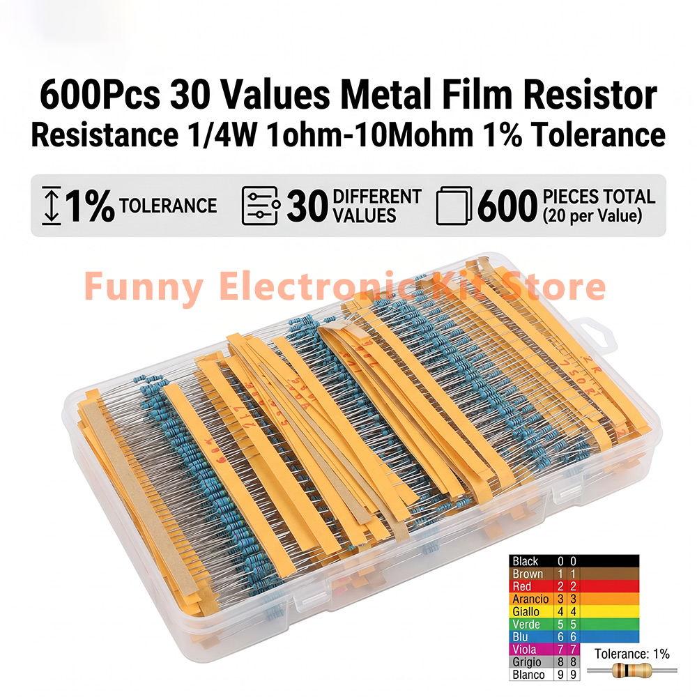 600 Pcs Assorted Metal Film Re - Resistor Kit 1 4W recensione e prezzo