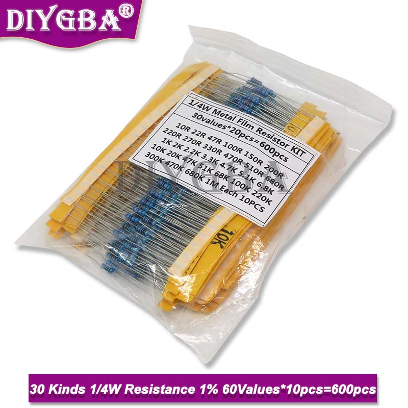 600PCS/Set 30Kinds 1/4W Resist - Resistor Kit 1 4W recensione e prezzo