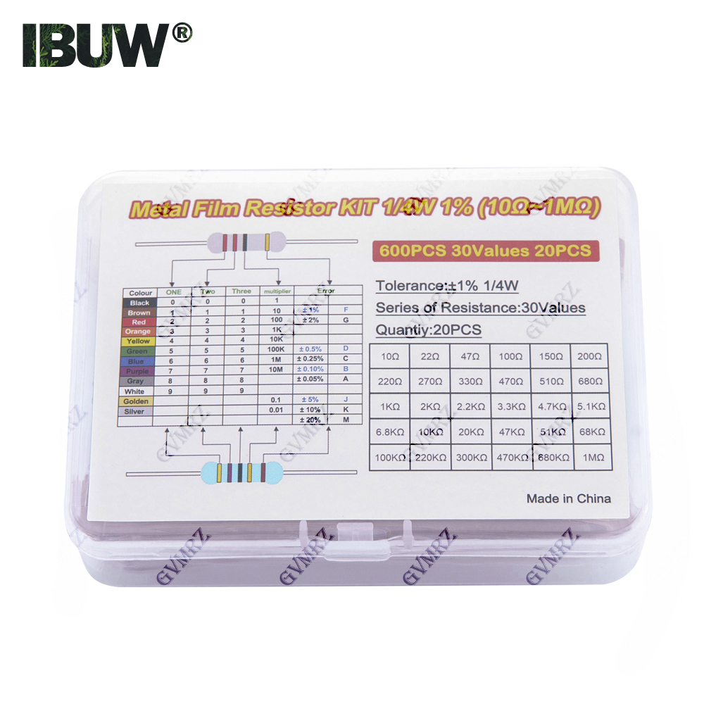600PCS 30Values 1/4W Metal Fil - Resistor Kit 1 4W recensione e prezzo