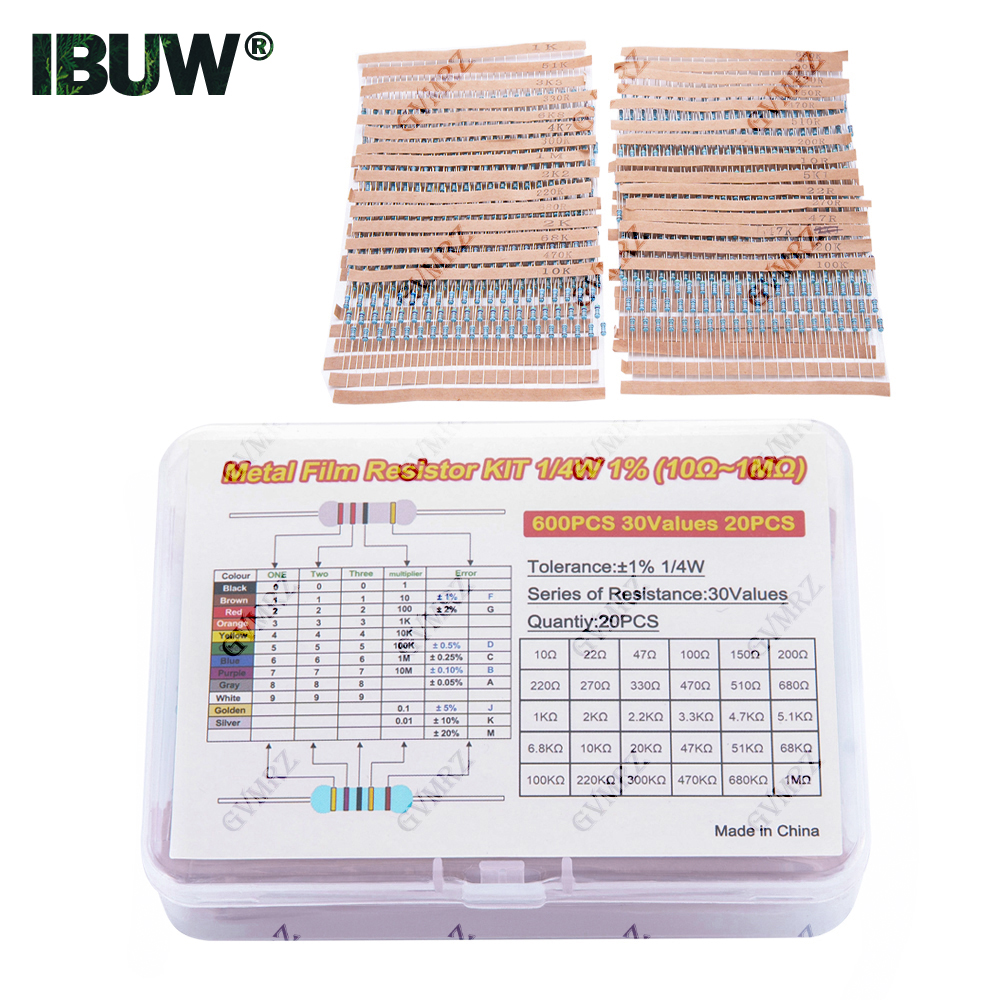600PCS 30Values 1/4W Metal Fil - Resistor Kit 1 4W recensione e prezzo