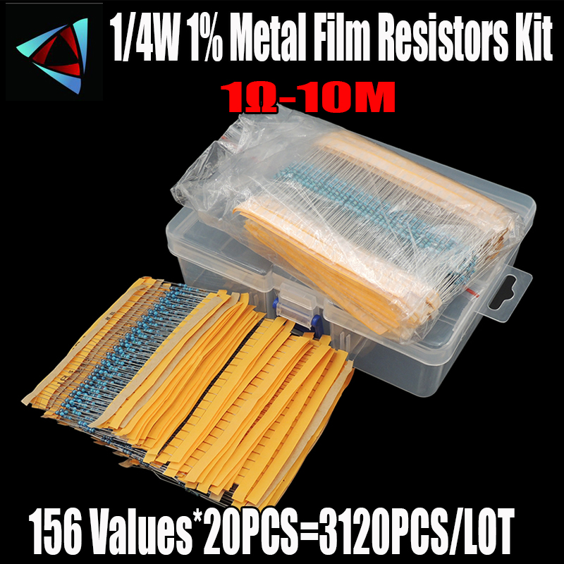 3120Pcs/lot 156 Values 1/4W 0. - Resistor Kit 1 4W recensione e prezzo