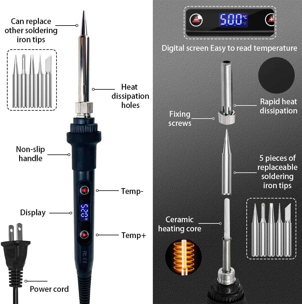 80W Soldering Iron Kit with LC - Diy Electronics Project Kit recensione e prezzo