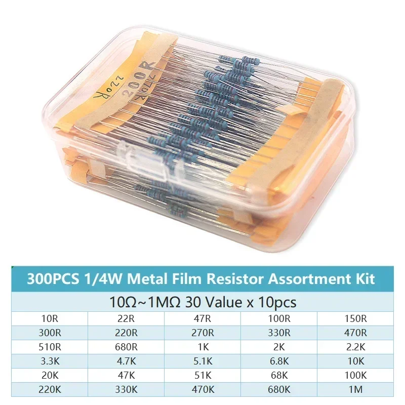 300/600PCS 30Values 1/4W Metal - Resistor Kit 1 4W recensione e prezzo