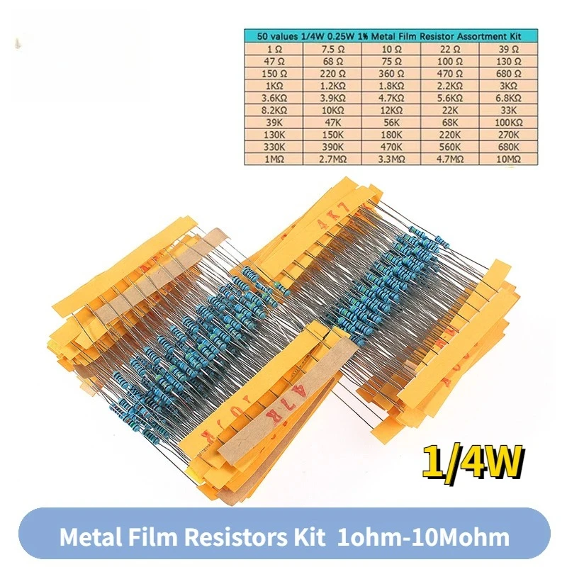 500PCS 1% 1/4W Metal Film Resi - Resistor Kit 1 4W recensione e prezzo