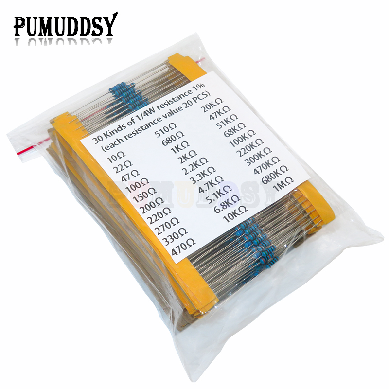 600pcs/set 30 Kinds 1/4W Resis - Resistor Kit 1 4W recensione e prezzo