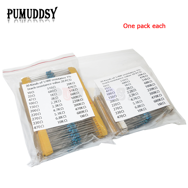 600pcs/set 30 Kinds 1/4W Resis - Resistor Kit 1 4W recensione e prezzo