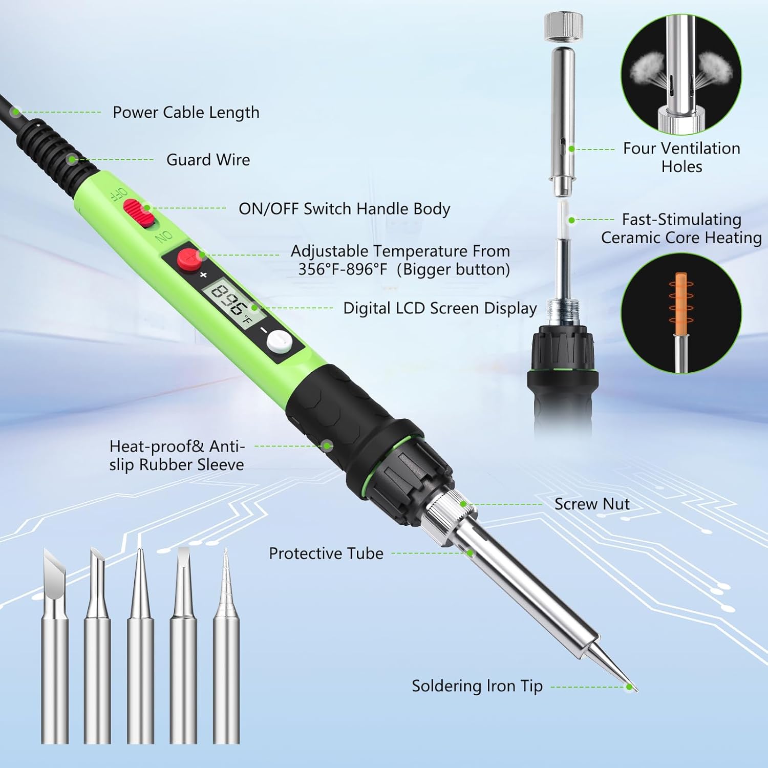 80W LCD Digital Soldering Iron - Diy Electronics Tools recensione e prezzo